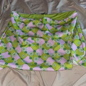 Fashion Nova Pink and Lime Green Floral Mini Skirt